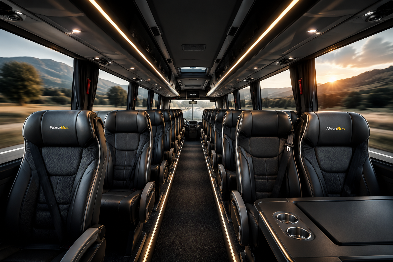 Intérieur premium d’un autocar Novabus
